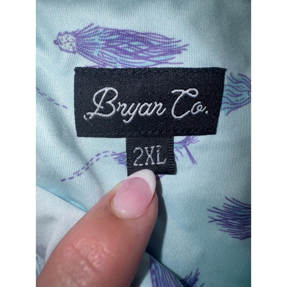 Bryan Co Polo Shirt Mens 2XL Blue Crab Shrimp Fishing Fly Performance Stretch - Picture 5 of 6